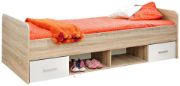 Picture of Vera – Natural Wood Single Bed with 2 Drawers and Open Storage Shelves