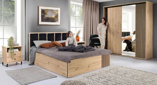 Picture of Linea Natural Wood Bedroom Set – Slatted Accents