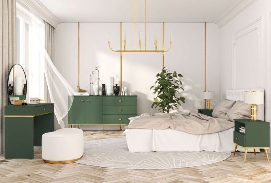 Picture of Aurelia Natural Wood Bedroom Storage Set – Brass Accents