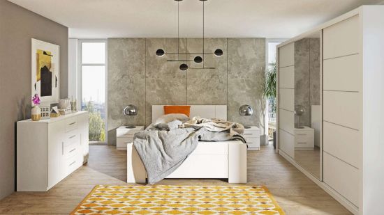 Picture of Aura Modern White Bedroom Set – Natural wood