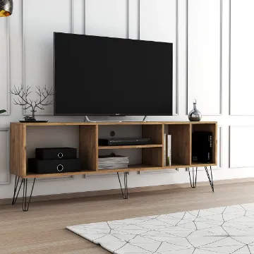 Show details for Tivo Modern TV Stand – Natural Wood with Metal Legs Picture of Tivo Modern TV Stand – Natural Wood with Metal Legs
