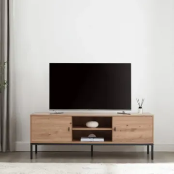 Show details for Vero Modern TV Stand – Natural Wood with Metal Legs Picture of Vero Modern TV Stand – Natural Wood with Metal Legs