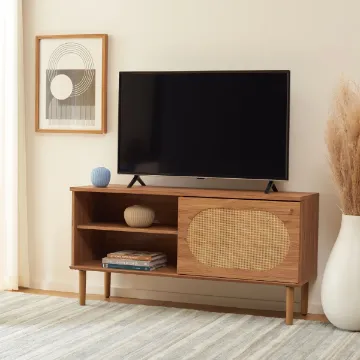 Show details for Ovalo Woven Door TV Stand – Natural Wood Picture of Ovalo Woven Door TV Stand – Natural Wood