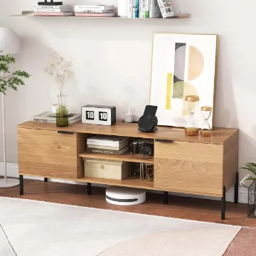 Show details for Nori Natural Wood TV Unit – Dual Cabinets Picture of Nori Natural Wood TV Unit – Dual Cabinets