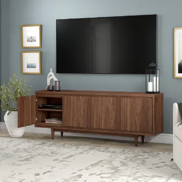 Show details for Olsen Natural Wood TV Unit – Four Doors & Tapered Legs Picture of Olsen Natural Wood TV Unit – Four Doors & Tapered Legs