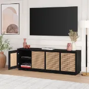 Picture of Ravena Woven-Panel TV Unit – Four Doors, Natural Wood