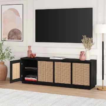 Show details for Ravena Woven-Panel TV Unit – Four Doors, Natural Wood Picture of Ravena Woven-Panel TV Unit – Four Doors, Natural Wood