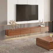 Picture of Aura Floating Natural Wood TV Unit – Rounded Corners