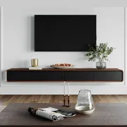 Picture of Aura Floating Natural Wood TV Unit – Rounded Corners