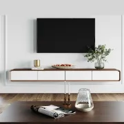 Picture of Aura Floating Natural Wood TV Unit – Rounded Corners