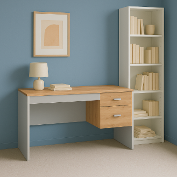 Show details for Belvoro - Modern Wooden Study Desk with Drawers  - Natural wood Picture of Belvoro - Modern Wooden Study Desk with Drawers  - Natural wood