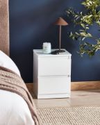 Picture of Blanche – White 2-Drawer Bedside Table Natural wood