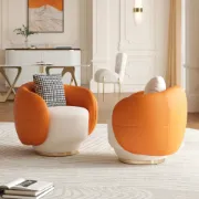 Aurélie Sofa Set – Curved Sofa & 2 Armchairs with Modern Design and Swivel Base