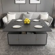 Nerio – Modern TV Unit Set made of Natural Wood with Extendable Design and Multi-Functional Coffee Table