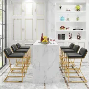 صورة Clément Bar Stool – Black Upholstered Seat with Gold Frame