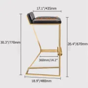 صورة Clément Bar Stool – Black Upholstered Seat with Gold Frame