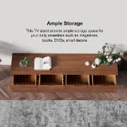 Picture of Auric Classic Natural Wood TV Stand – 4 Drawers & Open Shelves