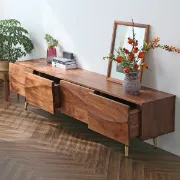 Picture of Auric Classic Natural Wood TV Stand – 4 Drawers & Open Shelves