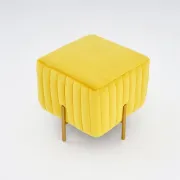 Miro – Upholstered Ottoman with Luxurious Fabric and Golden Metal Legs
