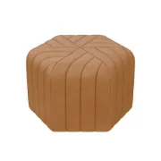 Maven – Upholstered ottoman with a simple and elegant design and a natural wood frame.