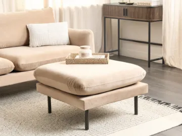 Cielo – Elegant and Comfortable Ottoman with Natural Wood Frame and Metal Legs Cielo – Elegant and Comfortable Ottoman with Natural Wood Frame and Metal Legs