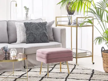 Elyen Ottoman – Contemporary Soft-Touch Design with Natural Wood Frame and Golden Metal Legs Elyen Ottoman – Contemporary Soft-Touch Design with Natural Wood Frame and Golden Metal Legs