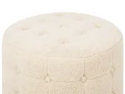 Mello – Round Tufted Ottoman Natural Wood Frame