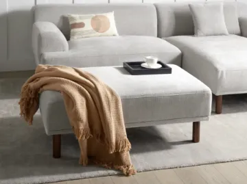 Lirio Rectangular Ottoman – Soft Upholstery with Wooden Legs Lirio Rectangular Ottoman – Soft Upholstery with Wooden Legs