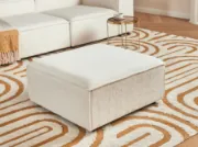 Luvo Ottoman – Square Plush Design with Natural Wood Frame