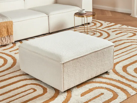 Luvo Ottoman – Square Plush Design with Natural Wood Frame