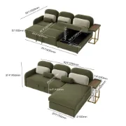 Olivan Convertible Sofa with Chaise, Bed & Side Table