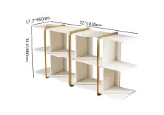 Vionna Low Display Shelf – White Wood with Gold Accents