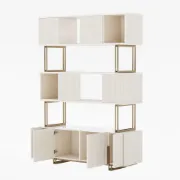 Délicat Display Shelf – White Natural Wood with Gold Frame.