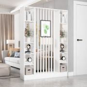 Merin – Natural Wood Room Divider with Shelves on Both Sides