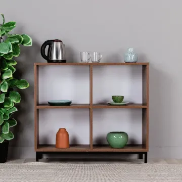 Lauro – Natural Wood Display Shelf with Compact 6-Cube Design