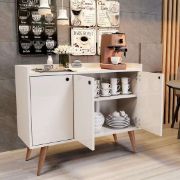 Varello – Modern Coffee Corner Cabinet with Natural Wood Legs