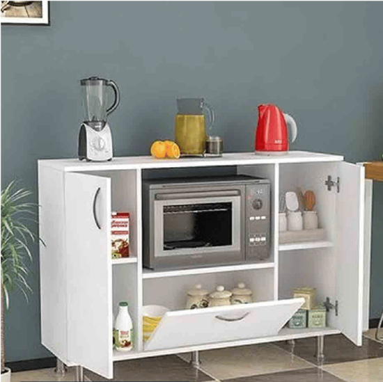 Merano – Multi-Storage Kitchen Cabinet with Microwave Shelf & Double Side Doors