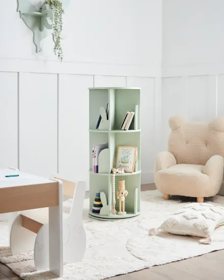 Bambou Kids Natural wood  Rotating Storage Shelf.