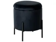 Ventro - Round Velvet Stool with Metal Legs