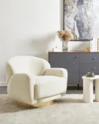 Aurix – Swivel Lounge Chair with Golden Stainless Base