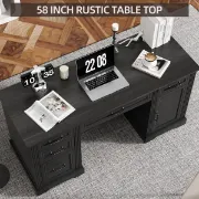 Heritage Black Executive Desk – Natural Wood