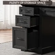 Heritage Black Executive Desk – Natural Wood