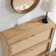 Soline – Natural Wood & Rattan Shoe Cabinet