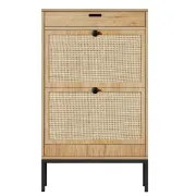 Éloree – Natural Wood & Rattan Shoe Cabinet