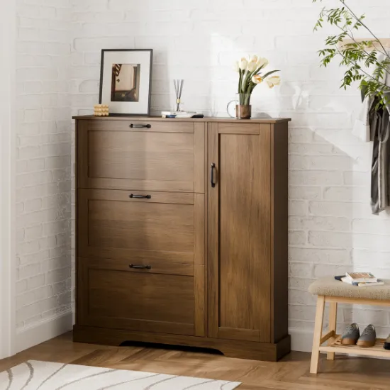 Montreil – Large Natural Wood Shoe Cabinet