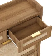 Rivanne - Natural Wood Shoe Cabinet with Rattan Front