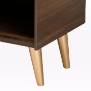 Brixton - Natural Wood Shoe Cabinet with Gold-Tone Legs