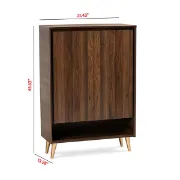 Brixton - Natural Wood Shoe Cabinet with Gold-Tone Legs