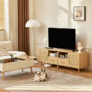 Eloria TV Unit with Rattan Fronts – Natural Wood