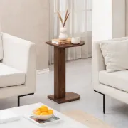 Bobby Natural Wood Side Table – Minimal C-Shaped Design